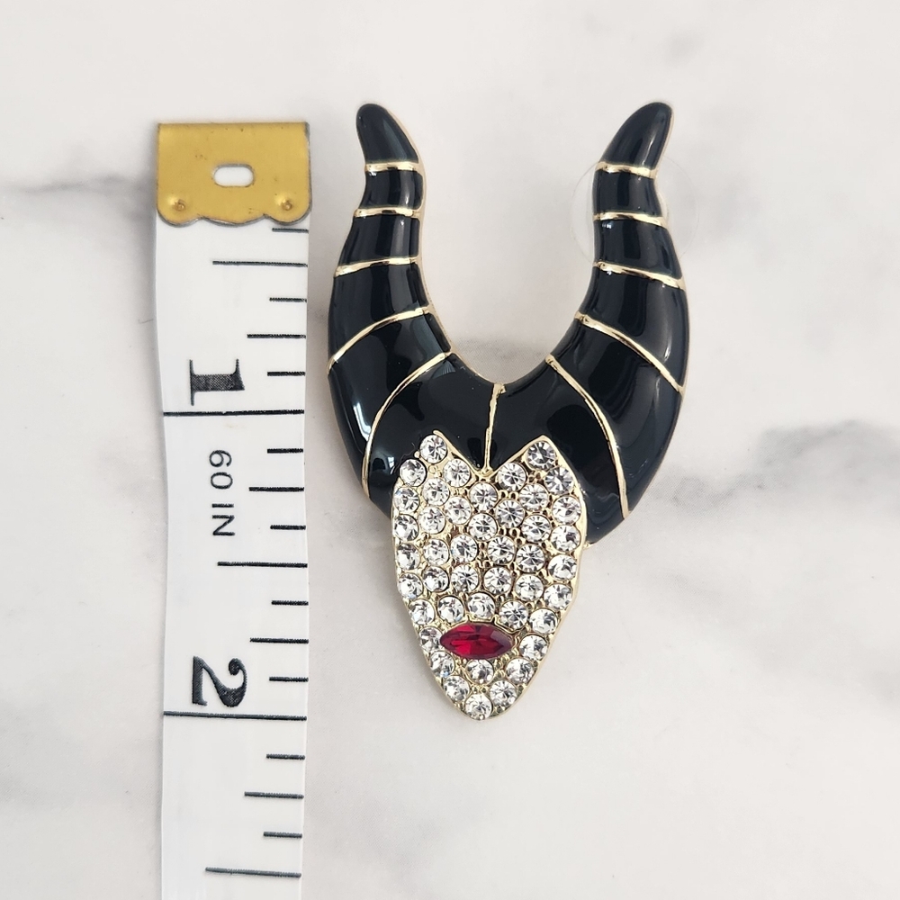 ​Disney Maleficent Horns Rhinestone Dangle Earrings Villain Gothic Halloween - Picture 8 of 9